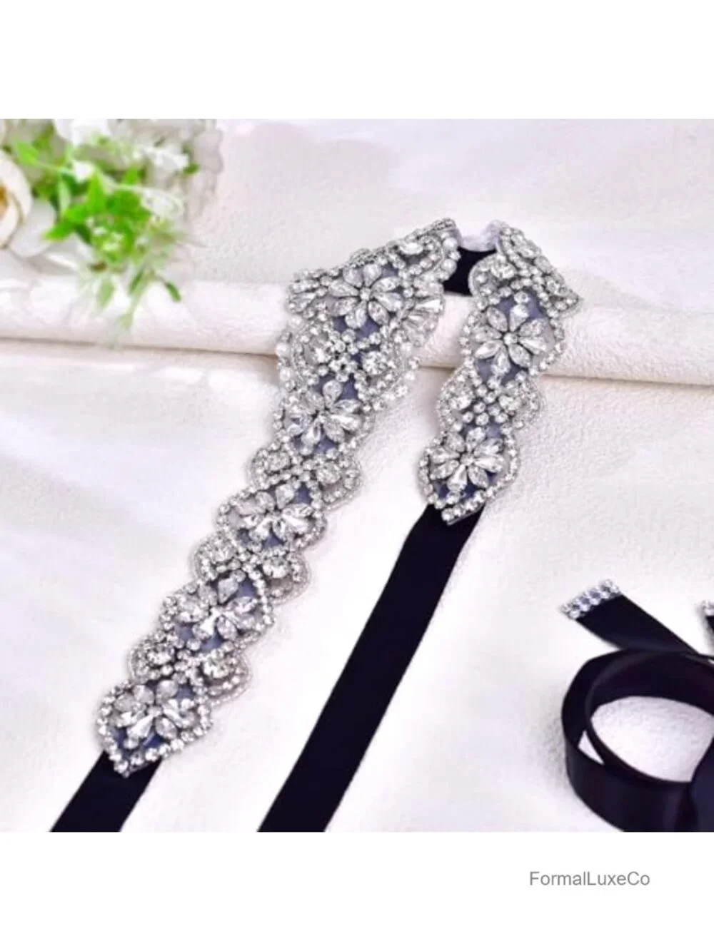 Crystal Thin Wedding Belt Sash, Rhinestone Bridal Belt for Dress Accessories